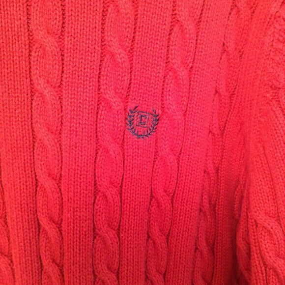 Ralph Lauren Chaps Sweater Men L Red Fisherman Cable Knit Chunky Preppy Y2K 90s - Picture 7 of 12